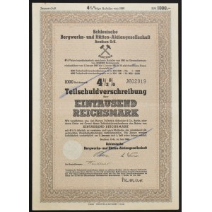Schlesische Bergwerks- und Hütten AG Beuthen O/S, 4,5% obligacja 1.000 marek 1940