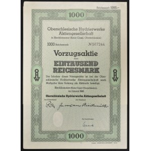 Oberschlesische Hydrierwerke AG, 1,000 marks 1942