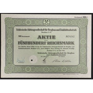 Bytom, Schlesische AG für Bergbau und Zinkhüttenbetrieb, 500 marks 1943