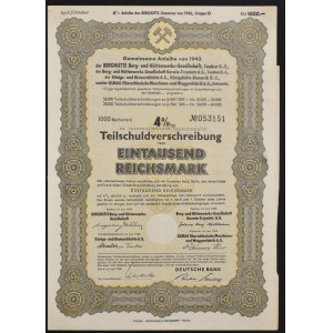 Berghütte Berg- ung Hüttenwerks-Gesellschaft, 4% bond 1,000 marks 1943