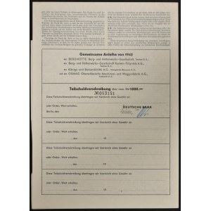 Berghütte Berg- ung Hüttenwerks-Gesellschaft, 4% obligacja 1.000 marek 1943