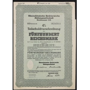 Oberschlesische Hydrierwerke AG, 4% bond 500 marks 1942