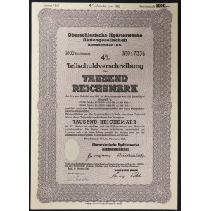 Oberschlesische Hydrierwerke AG, 4% bond 1,000 marks 1942