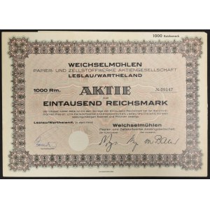 Wloclawek, Weichselmühlen Papier- und Zellstoffwerke AG, 1,000 marks 1942