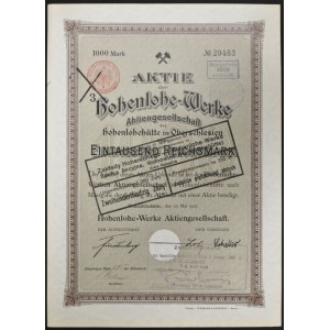 Hohenlohe-Werke AG, 1,000 marks 1905