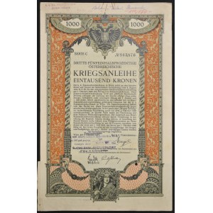 Austria, 3 War Loan, bond 1,000 crowns 1915