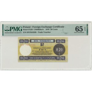 Pewex, 20 centów 1979 - HN - mały - PMG 65 EPQ