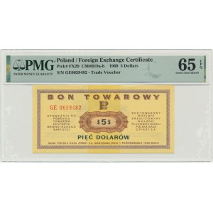 Pewex, 5 dolarów 1969 - GE - PMG 65 EPQ