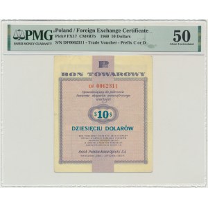 Pewex, 10 dolarów 1960 - Df - z klauzulą - PMG 50