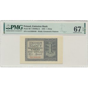 1 złoty 1941 - AA - PMG 67 EPQ - poszukiwana seria