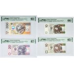 Set, 10-200 PLN 1994-2012 - PMG 65-67 EPQ (4 pcs.) - IDENTICAL NUMBER AA and AH 0003033