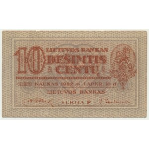 Litwa, 10 centów 1922