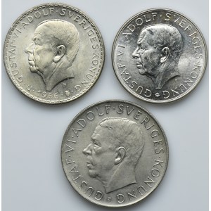 Set, Sweden, Gustav VI, 5 Kronor and 10 Kronor Stockholm (3 pcs.)