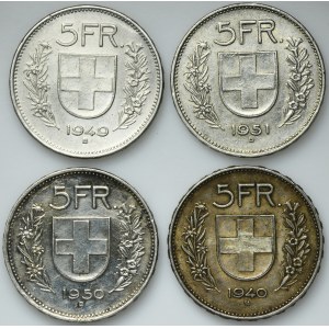 Set, Switzerland, 5 Francs Bern (4 pcs.)