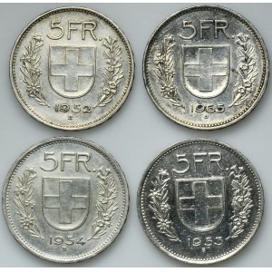Set, Switzerland, 5 Francs Bern (4 pcs.)