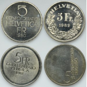 Set, Switzerland, 5 Francs Bern (4 pcs.)