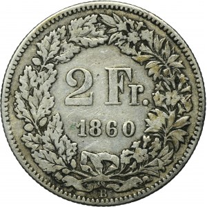 Suisse, 2 Francs Berne 1860 B - RARE