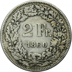 Switzerland, 2 Francs Bern 1860 B - RARE