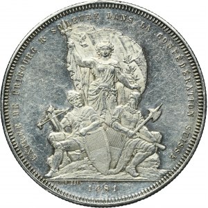 Suisse, 5 Francs (thaler de tir) Berne 1881 - Festival de tir de Fribourg