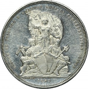 Switzerland, 5 Francs Bern 1881 - Shooting Festival in Fribourg