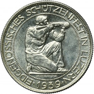 Switzerland, 5 Francs Bern 1939 B - Shooting Festival in Lucerne