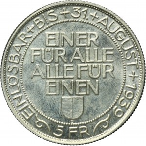 Switzerland, 5 Francs Bern 1939 B - Shooting Festival in Lucerne