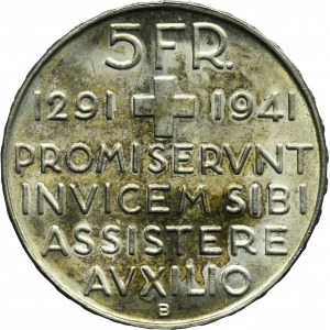 Switzerland, 5 Francs Bern 1941 B - Confederation Anniversary