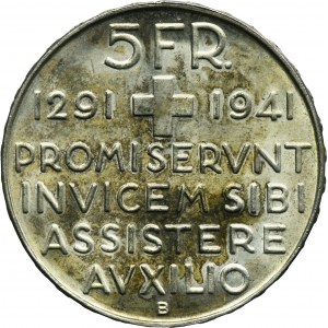 Switzerland, 5 Francs Bern 1941 B - Confederation Anniversary