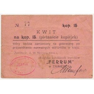 Zawiercie, Ferrum, 15 kopecks 1914