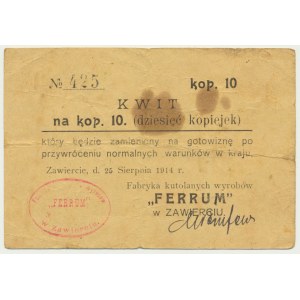 Zawiercie, Ferrum, 10 kopecks 1914
