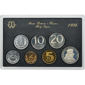 Set, 1986 vintage circulating coin set (7 pieces).