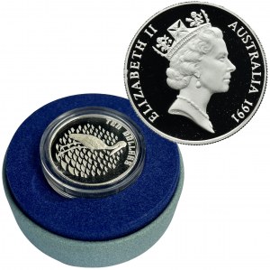 Australia, Elżbieta II, 10 Dolarów Canberra 1991 - Żabiru - PIEDFORT