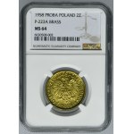 PRÓBA MOSIĄDZ, 2 złote 1958 - NGC MS64 - BARDZO RZADKIE