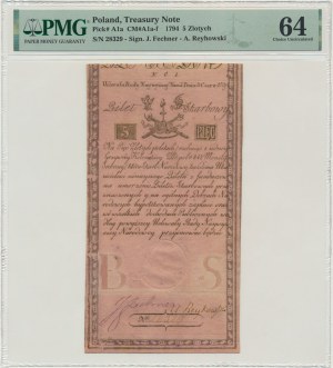 5 złotych 1794 - N.C 1. - PMG 64 - OKAZOWY