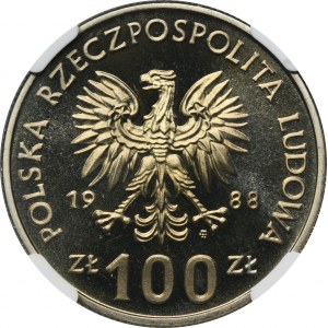 DESTRUKT, 100 złotych 1988 Jadwiga - NGC PF67 ULTRA CAMEO - zdwojony rewers