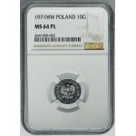 10 groszy 1971 - NGC MS64 PROOF LIKE - jak lustrzanka