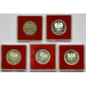 Zestaw, PRÓBY PRL, 200 złotych i 1.000 złotych (5 szt.)