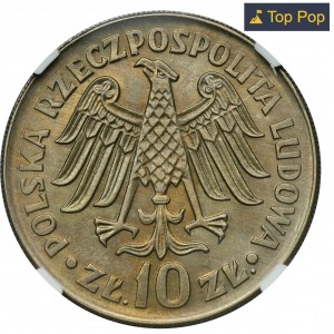 10 złotych 1964 Kazimierz Wielki - NGC MS66 - wypukły napis na awersie