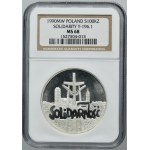 100.000 złotych 1990 Solidarność - NGC MS68 - ODWRÓCONA FLAGA