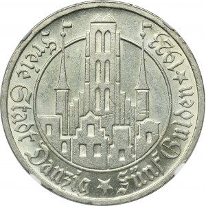 Wolne Miasto Gdańsk, 5 guldenów 1923 Kościół - NGC MS61