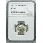 Kobieta i kłosy, 1 złoty Londyn 1925 - NGC MS64 - kropka po dacie