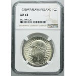 Głowa Kobiety 10 złotych Warszawa 1932 - NGC MS63