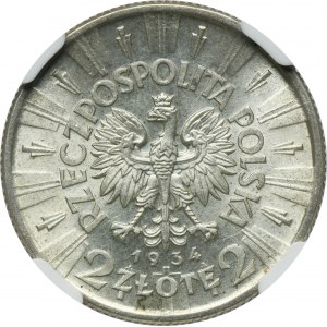 Piłsudski, 2 złote 1934 - NGC MS62