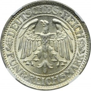 Niemcy, Republika Weimarska, 5 Marek Berlin 1931 A - Dąb - NGC MS64