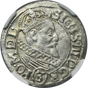 Sigismund III Vasa, 3 Kreuzer Krakau 1616 - NGC UNC DETAILS