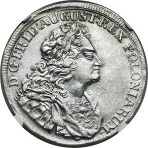 Augustus II the Strong, 2/3 Thaler (gulden) Dresden 1715 ILH - NGC AU58