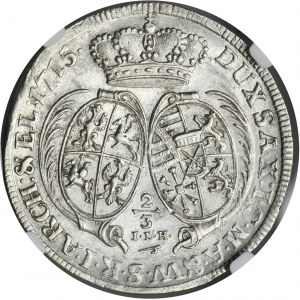 Augustus II the Strong, 2/3 Thaler (gulden) Dresden 1715 ILH - NGC AU58