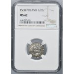 Sigismund I the Old, 1/2 Groschen Krakau 1508 - NGC MS62