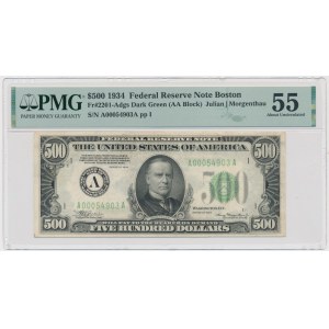 USA, Boston, 500 Dollars 1934 - A - Julian & Morgenthau - PMG 55