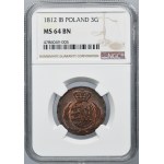 Duchy of Warsaw, 3 groschen Warsaw 1812 IB - NGC MS64 BN